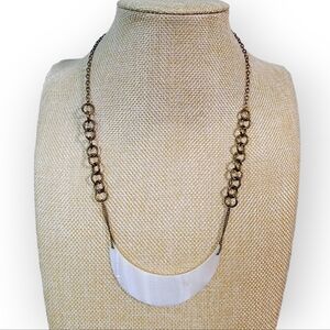Half Moon Capiz and Antique Brass tone chain necklace